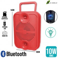 Caixa de Som Bluetooth LED 10W GTS-1881 X-Cell - Vermelha